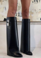 Women's Vegan Leather Boots Hidden Wedge Elegant Ankle Boots