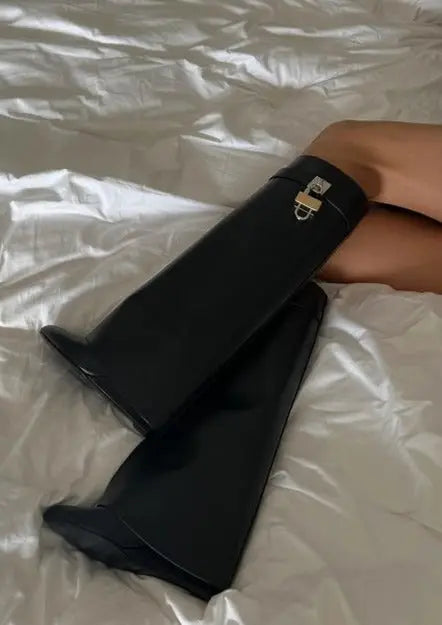 Women's Vegan Leather Boots Hidden Wedge Elegant Ankle Boots