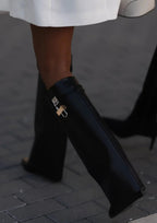 Women's Vegan Leather Boots Hidden Wedge Elegant Ankle Boots