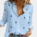 Women's Lightweight Casual Blouse with Swallow Print
