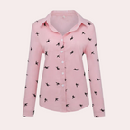 Women's Lightweight Casual Blouse with Swallow Print
