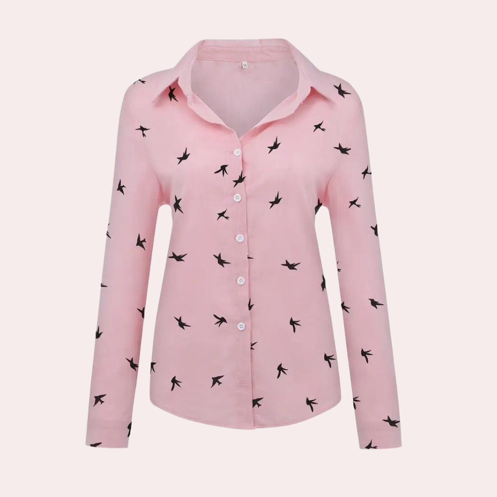 Women's Lightweight Casual Blouse with Swallow Print