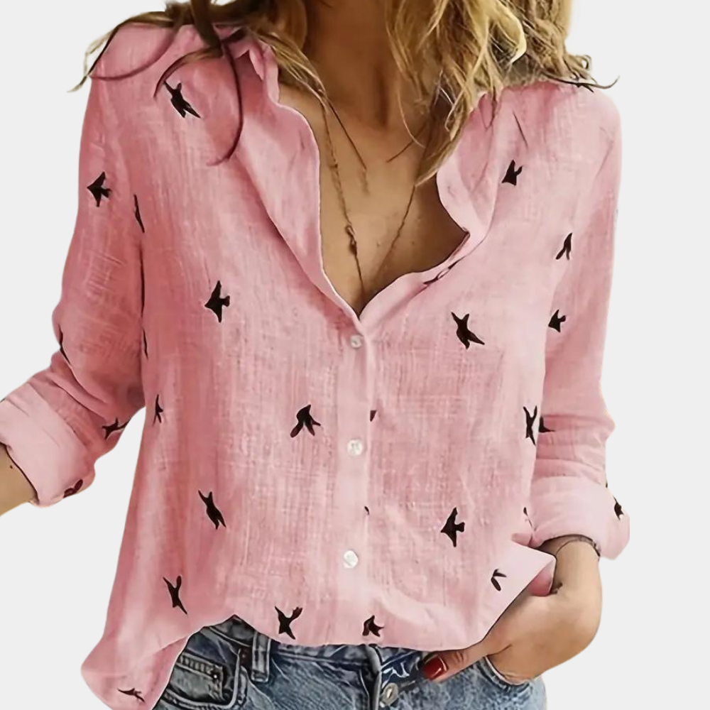 Women's Lightweight Casual Blouse with Swallow Print