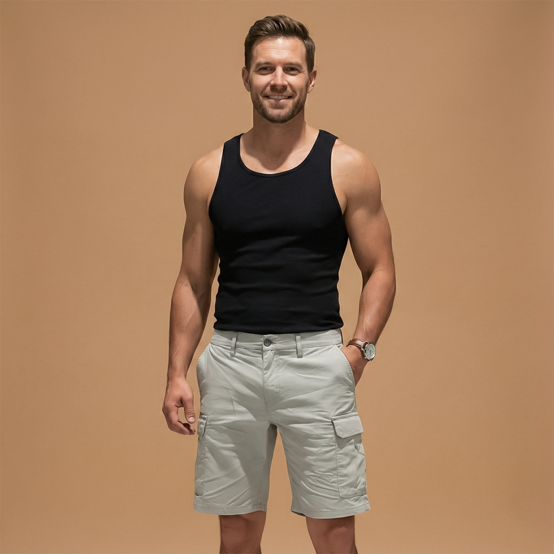 Men's Cargo Shorts Knee-Length with Multiple Pockets