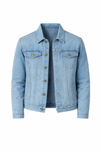 Men's Classic Button-Front Denim Jacket with Chest Pockets