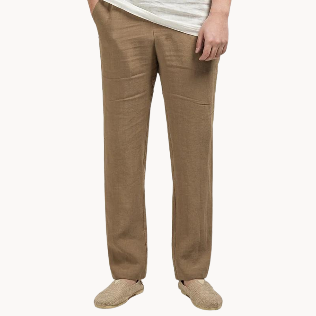 Men's Linen Trousers Breathable Classic Straight Fit