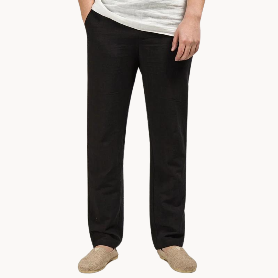 Men's Linen Trousers Breathable Classic Straight Fit