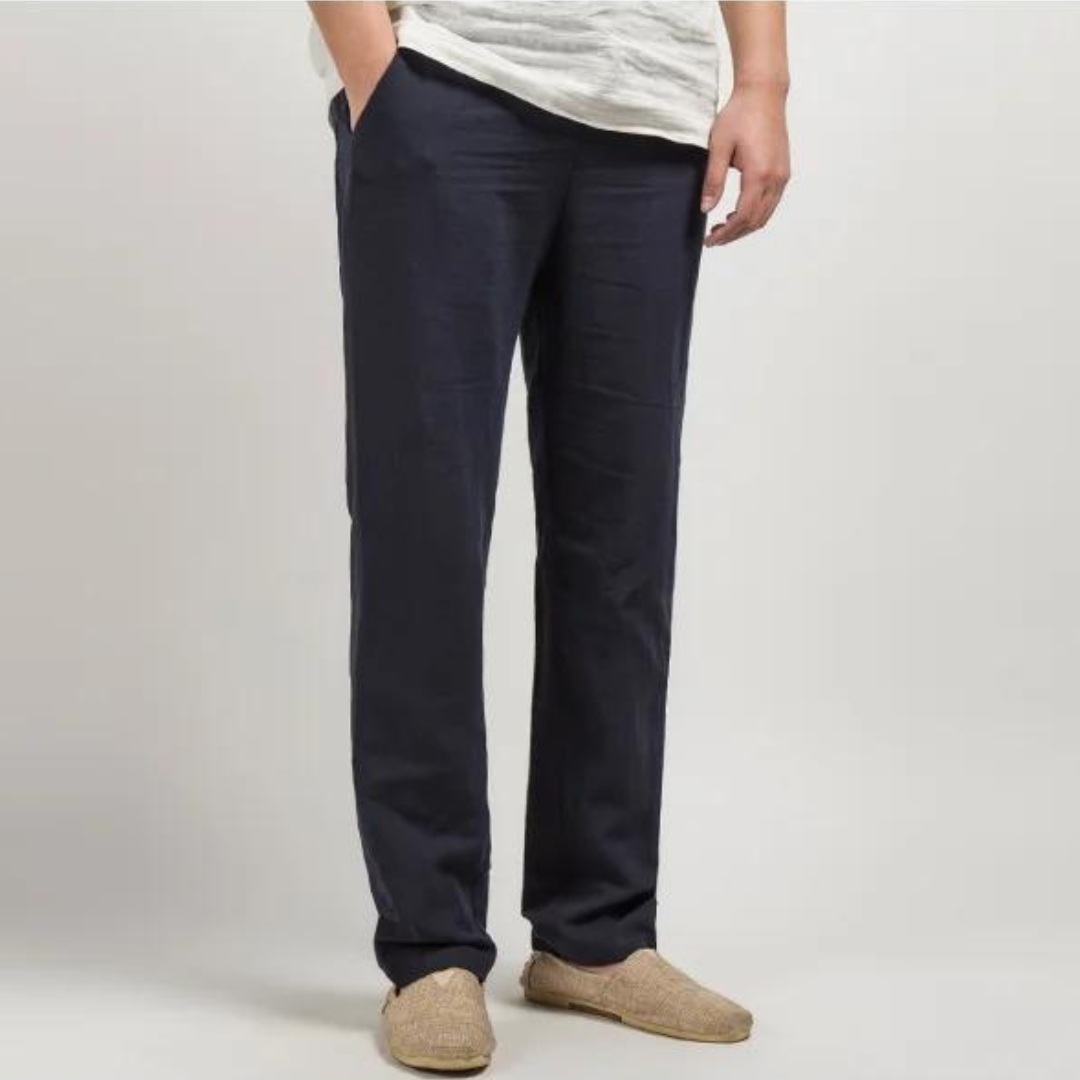 Men's Linen Trousers Breathable Classic Straight Fit