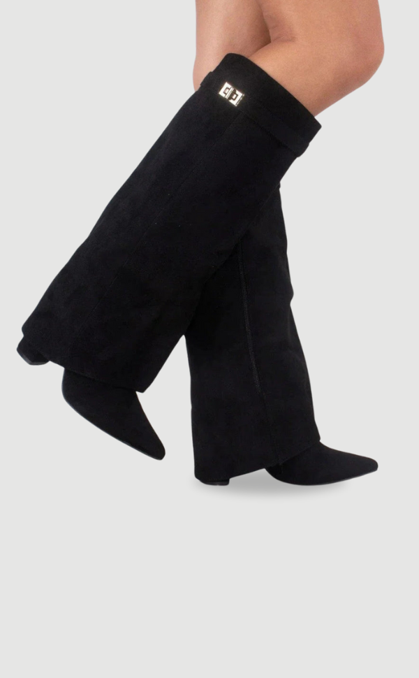Women’s Thigh High Boots Vegan Leather Buckle Detail