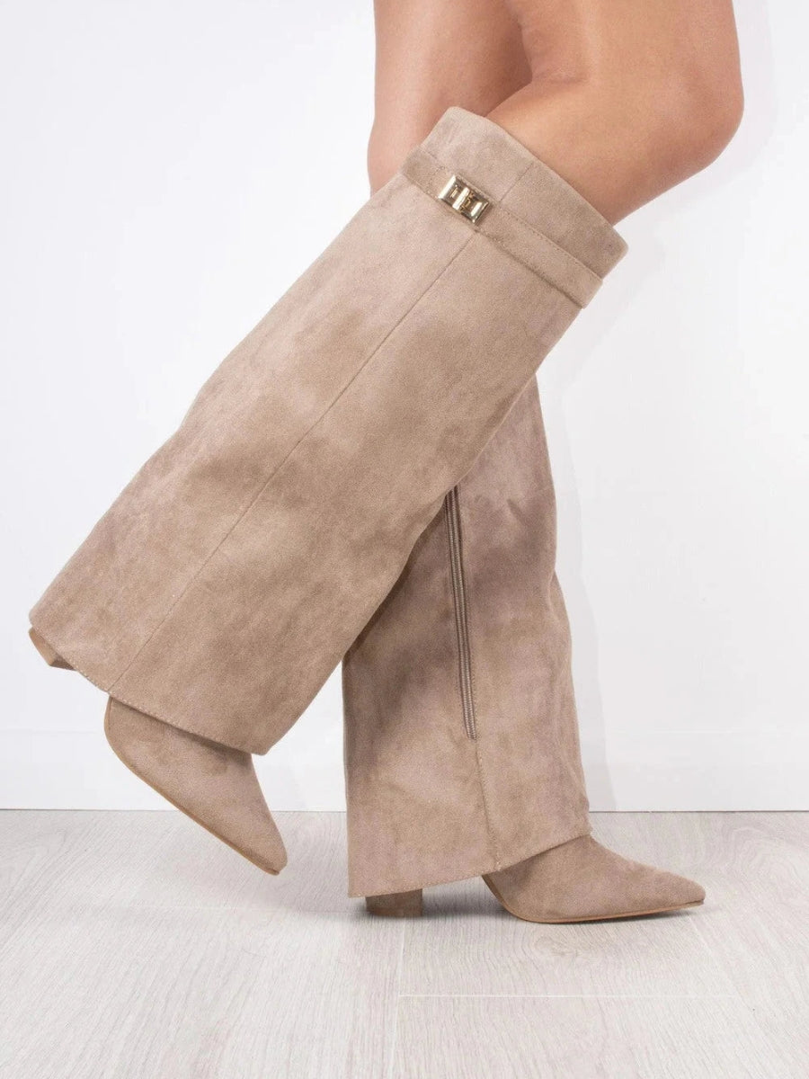 Women’s Thigh High Boots Vegan Leather Buckle Detail