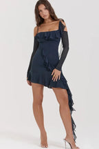 Women’s Mesh Mini Dress Sculpting Long Sleeve Elegant Fit