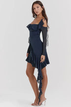 Women’s Mesh Mini Dress Sculpting Long Sleeve Elegant Fit