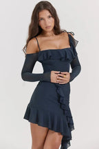 Women’s Mesh Mini Dress Sculpting Long Sleeve Elegant Fit