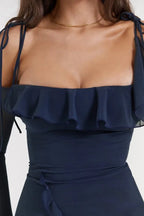 Women’s Mesh Mini Dress Sculpting Long Sleeve Elegant Fit