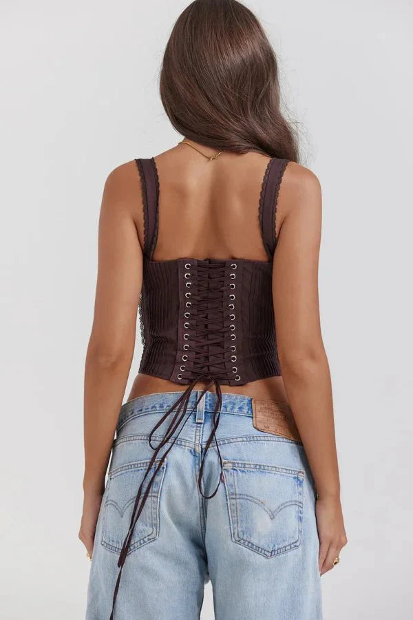 Women’s Corset Top Vintage Lace Up Fit