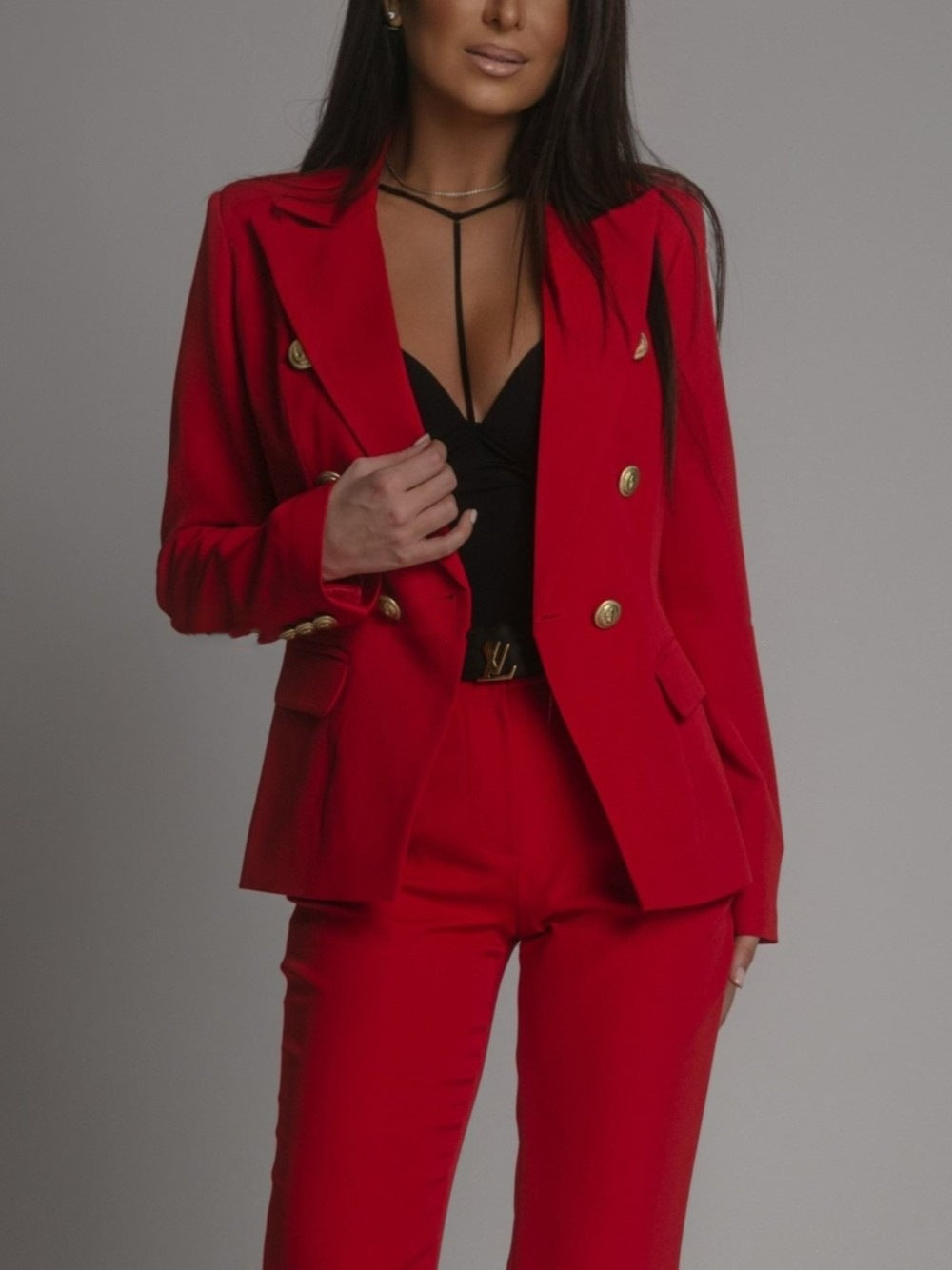 Women's Tailored Suit Set Modern Cut Elegant Blazer Trousers