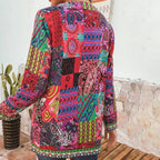 Women's Bohemian Patchwork Jacket Lightweight Layering Coat