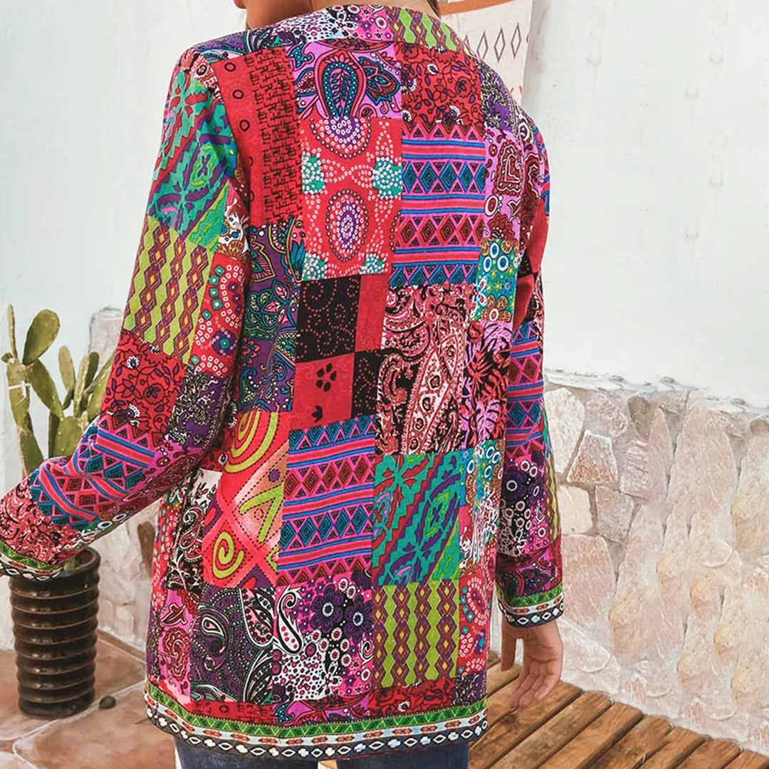 Women's Bohemian Patchwork Jacket Lightweight Layering Coat