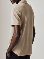 Men's Comfortable Knitted Polo Shirt Short Zip Collar