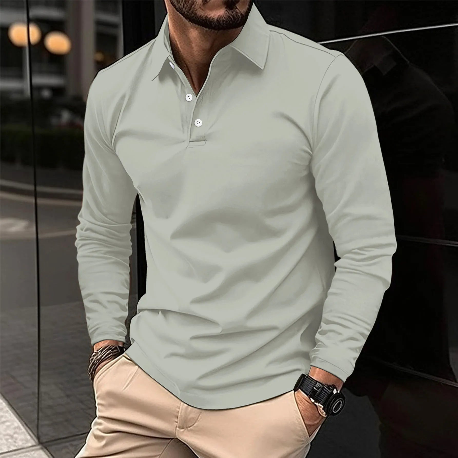 Men's Long Sleeve Polo Premium Comfort Versatile Style