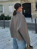 Women's Stylish Wool Blend Over Coat Elegant Lightweight Jacket