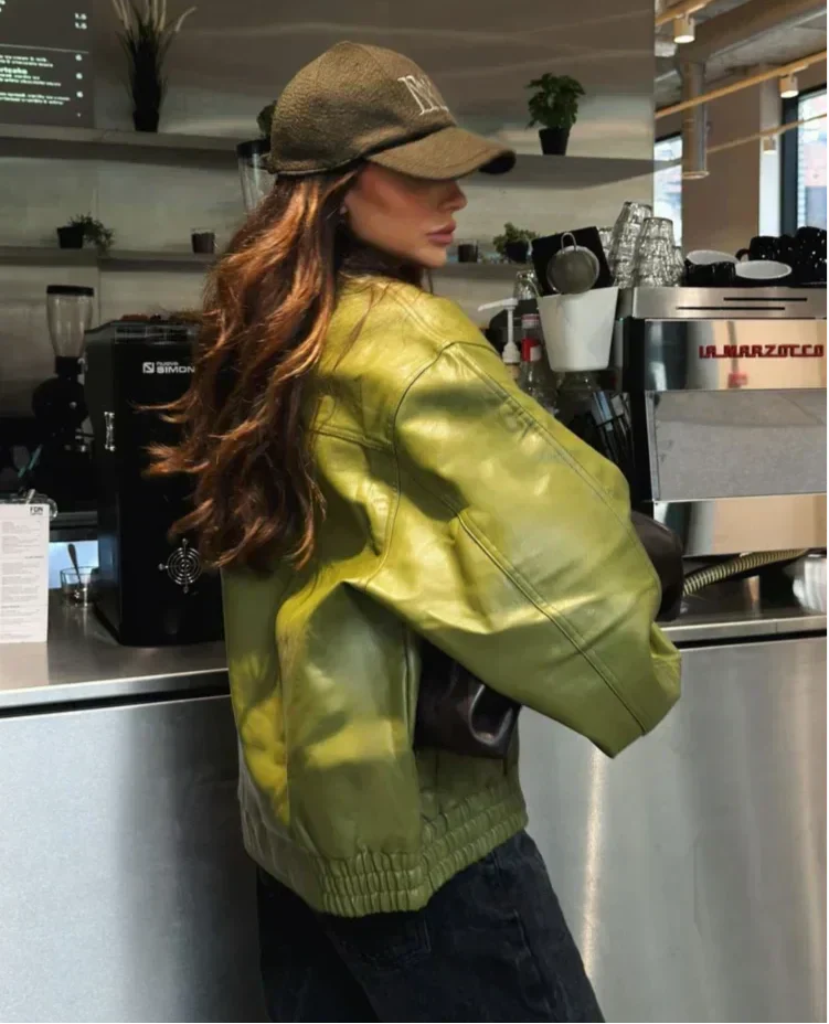 Women's Vegan Leather Jacket Comfortable Streetwear Outerwear