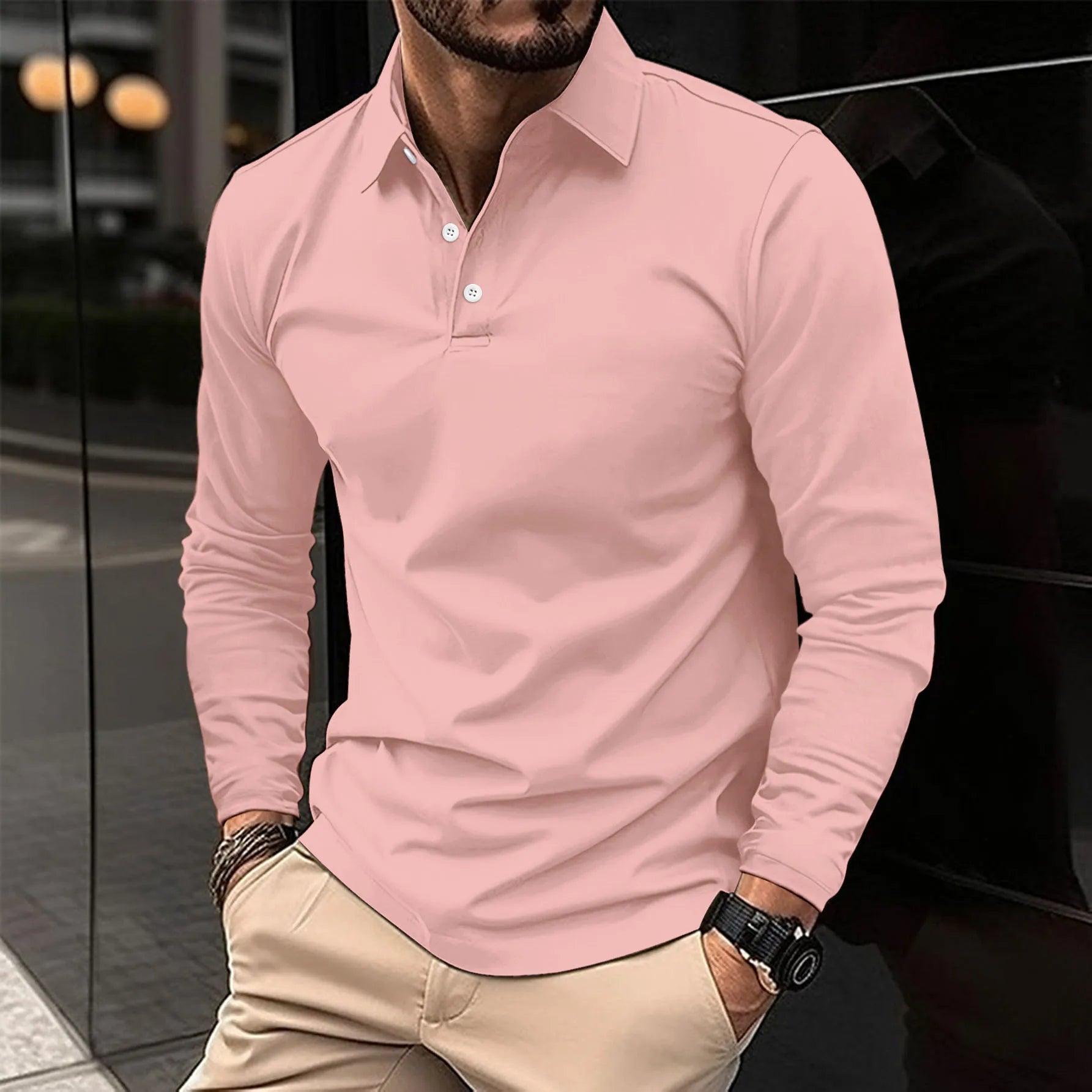 Men's Long Sleeve Polo Premium Comfort Versatile Style