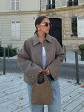 Women's Stylish Wool Blend Over Coat Elegant Lightweight Jacket