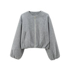 Women's Loose Fit Trendy Bomber Jacket Comfortable Outerwear
