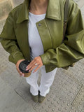 Women's Vegan Leather Jacket Comfortable Streetwear Outerwear