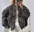 Women's Leopard Print Bomber Jacket Lightweight Stylish Outerwear