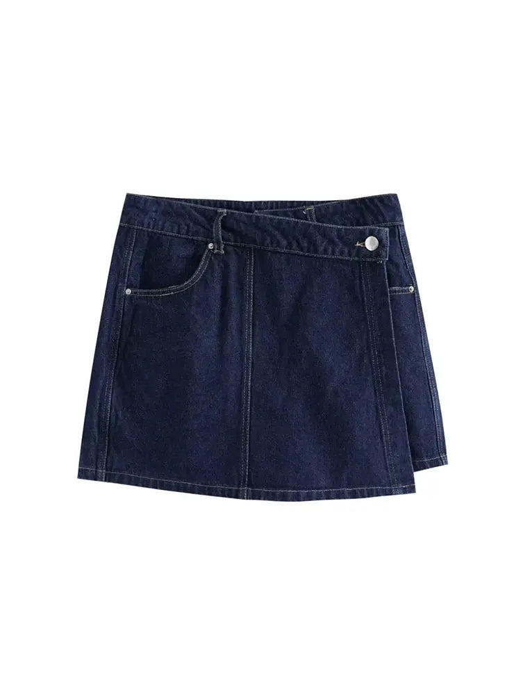 Women's Denim Set Casual Short Sleeve Jacket Mini Skirt