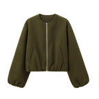 Women's Loose Fit Trendy Bomber Jacket Comfortable Outerwear