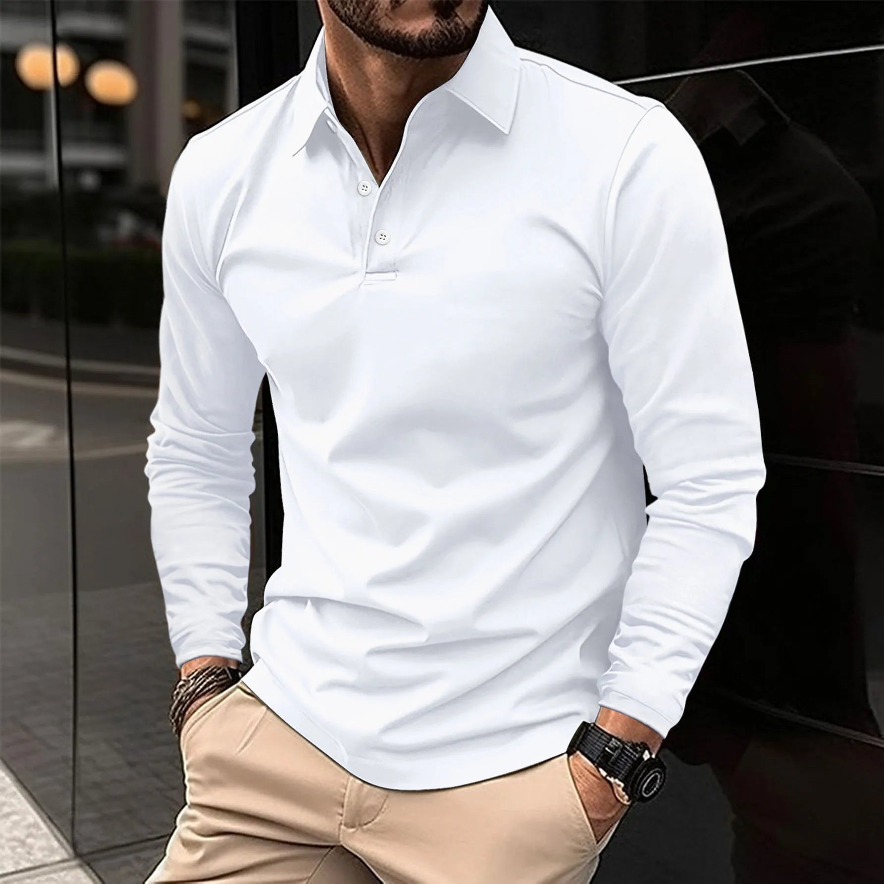 Men's Long Sleeve Polo Premium Comfort Versatile Style