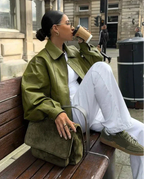Women's Vegan Leather Jacket Comfortable Streetwear Outerwear