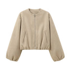 Women's Loose Fit Trendy Bomber Jacket Comfortable Outerwear