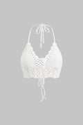 Women's Hand Crocheted Boho Crop Beachwear Top Halter Adjustable Fit
