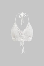Women's Hand Crocheted Boho Crop Beachwear Top Halter Adjustable Fit