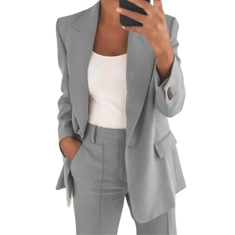 Women's Two Piece Set Elegant Tailored Trouser Fit