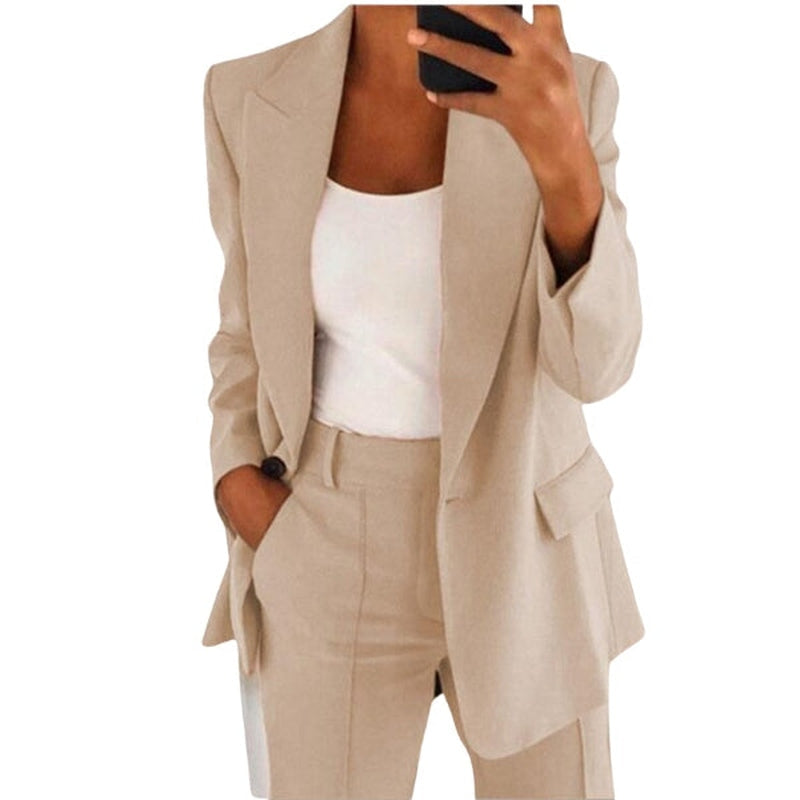 Women's Two Piece Set Elegant Tailored Trouser Fit