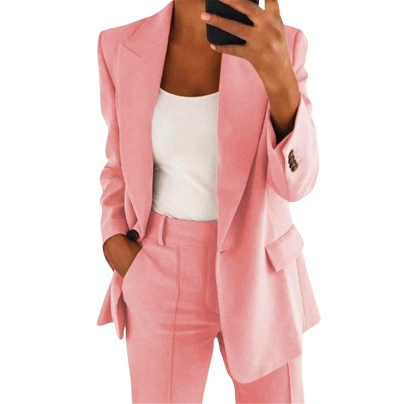 Women's Two Piece Set Elegant Tailored Trouser Fit