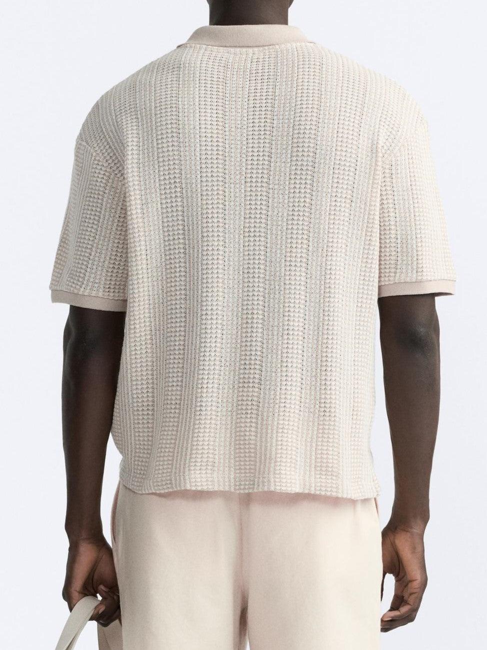 Men's Structured Knit Polo Shirt with Zip Closure