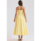 Women’s Corset Midi Dress Elegant Pleated Fit