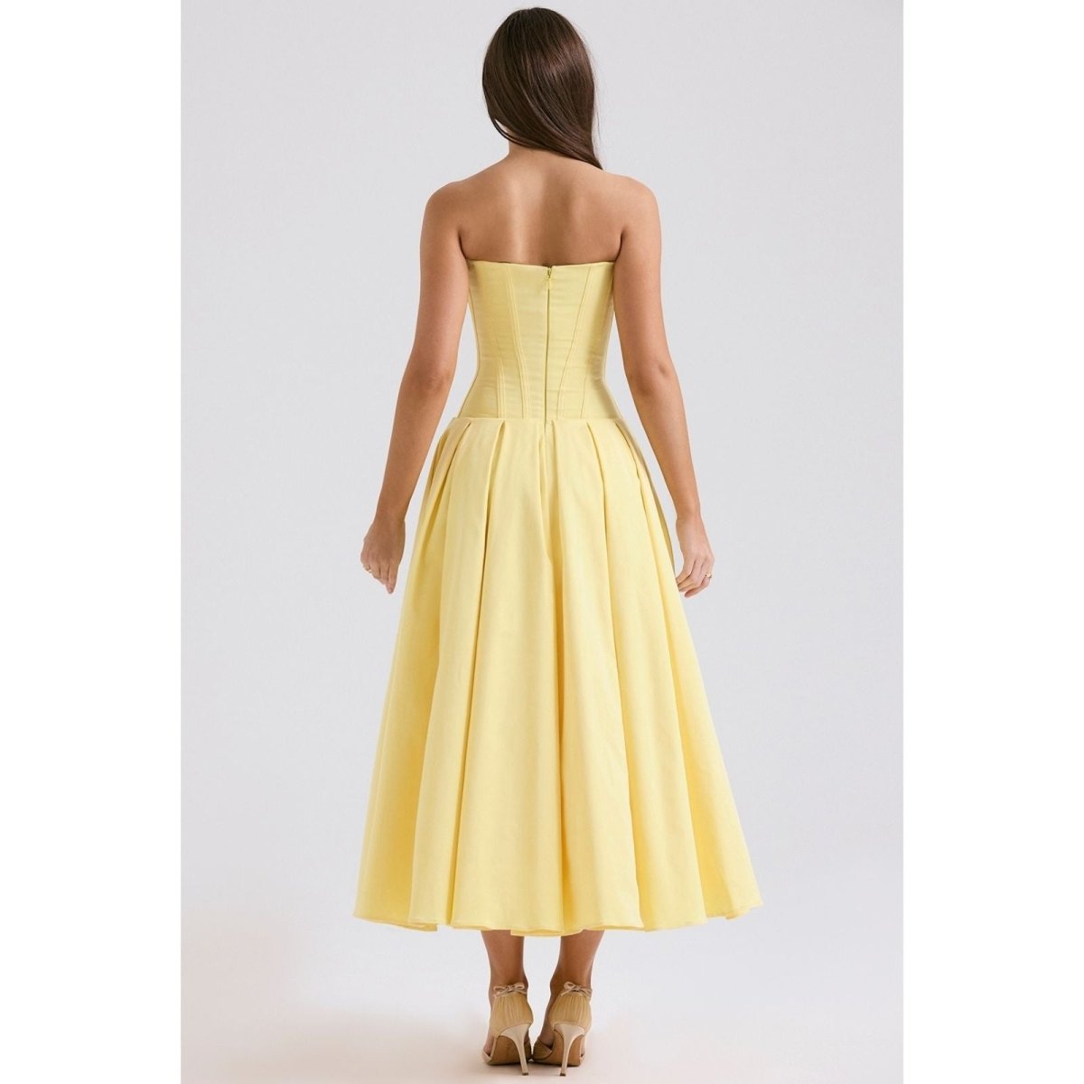 Women’s Corset Midi Dress Elegant Pleated Fit