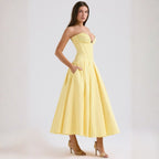 Women’s Corset Midi Dress Elegant Pleated Fit