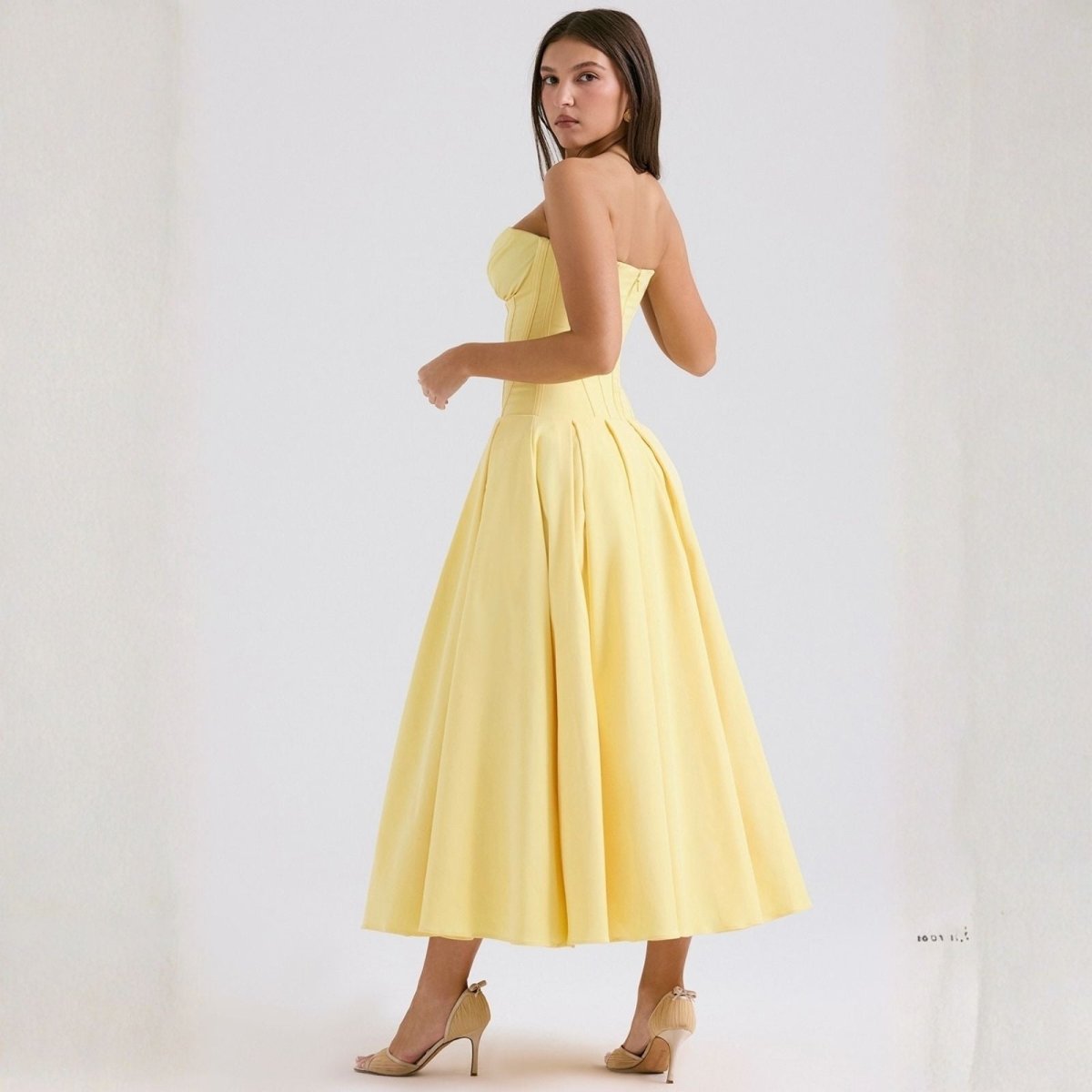 Women’s Corset Midi Dress Elegant Pleated Fit
