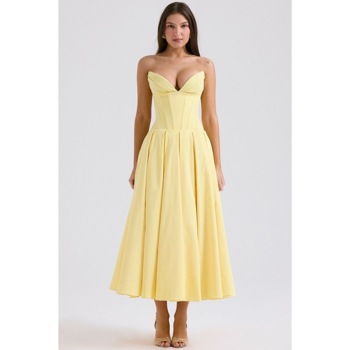 Women’s Corset Midi Dress Elegant Pleated Fit