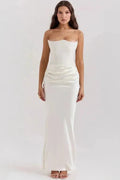 Women's Satin Corset Maxi Dress Elegant Formal Evening Gown
