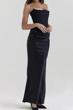 Women's Satin Corset Maxi Dress Elegant Formal Evening Gown