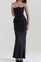 Women's Satin Corset Maxi Dress Elegant Formal Evening Gown